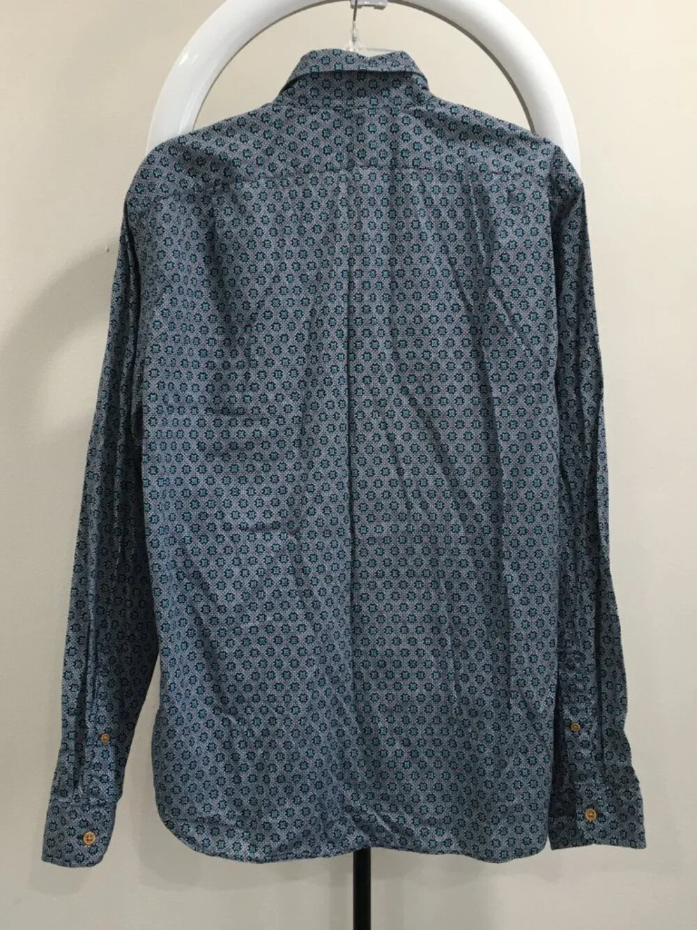 J CREW Blue White Turquoise Print Long Sleeve Button Shirt